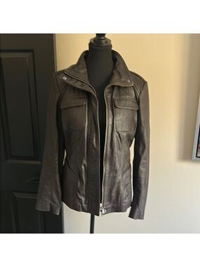Women's Dark Brown Leather Jacket from Daniel